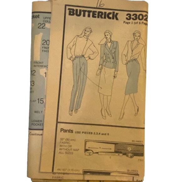 Vtg Butterick 3302 Pants Skirt Pattern16 Miss Long Modest Classy Minimalist - Picture 2 of 6